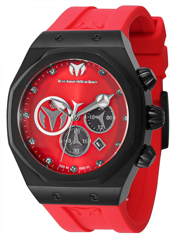 Technomarine Men's TM-523003 Reef Quartz Chronograph Black, Silver, Red Dial Watch