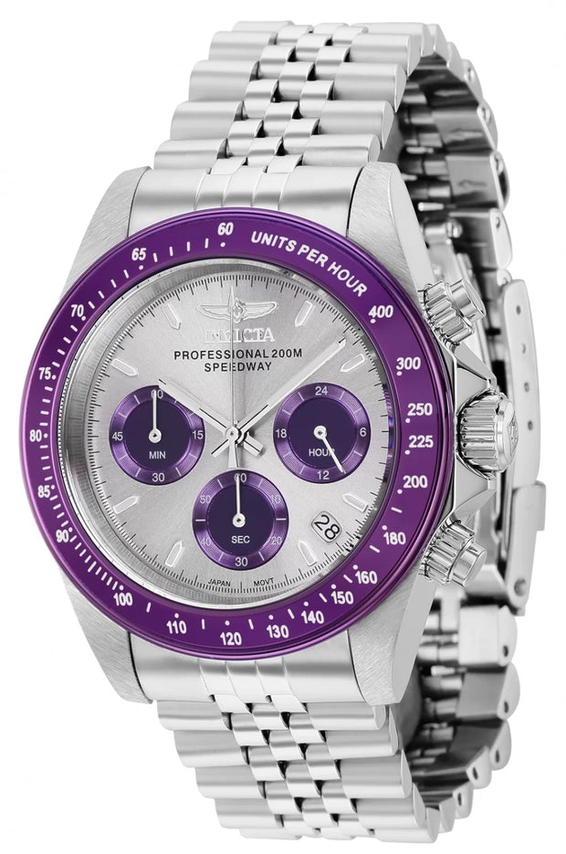 Invicta Men's 36735 Speedway Quartz Chronograph Light Grey, Purple Dial Watch