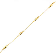 14K Yellow Gold Marquise Shape Link Anklet
