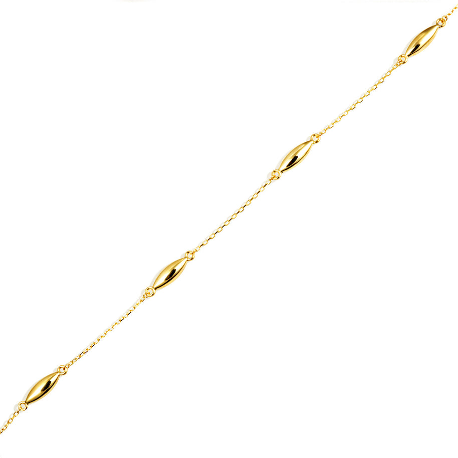 14K Yellow Gold Marquise Shape Link Bracelet 7