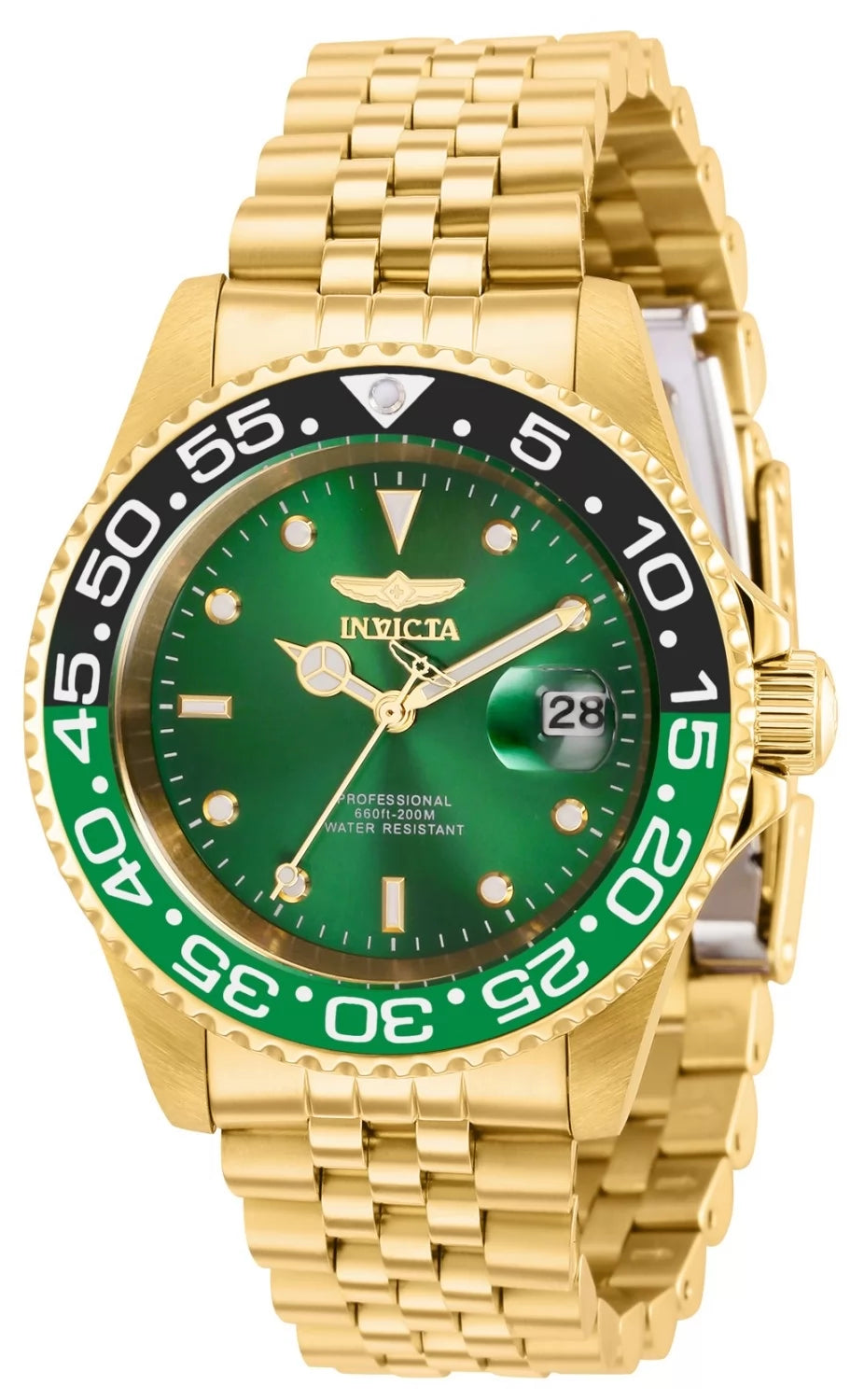 Invicta Men's 36044 Pro Diver Quartz 3 Hand Green Dial Watch