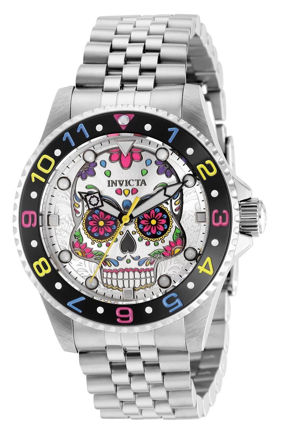 Invicta Men's 36858 Pro Diver Quartz PC21 Purple, Green, Yellow, Pink, Silver, Blue, Black Dial Watch