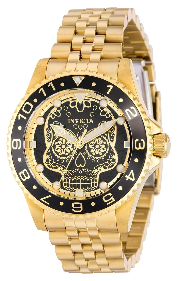 Invicta Men's 36860 Pro Diver Quartz PC21 Gold, Black Dial Watch