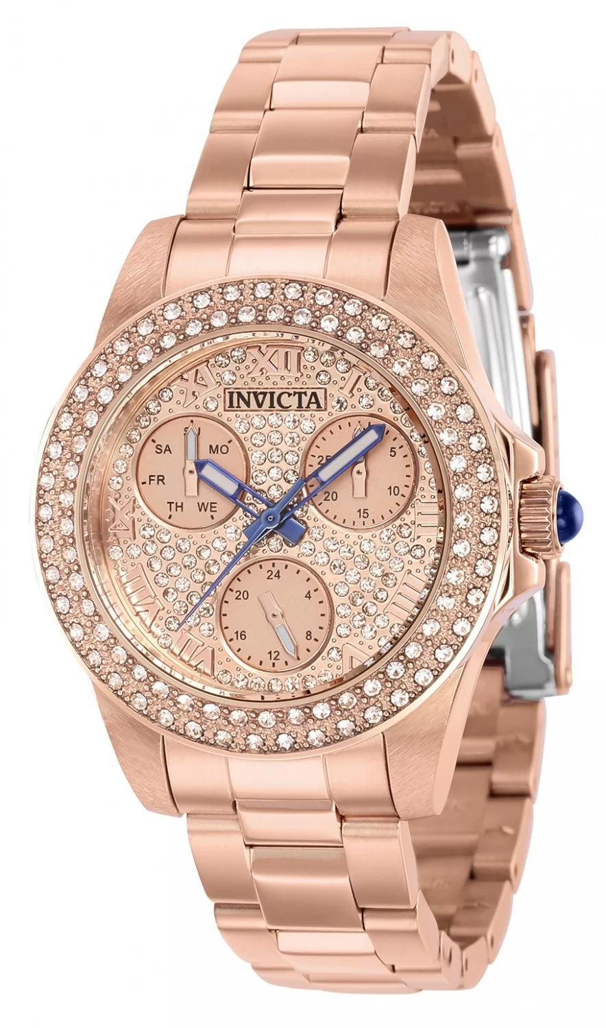 Invicta Women's 39244 Angel Quartz Chronograph Rose Gold, Pave Dial Watch