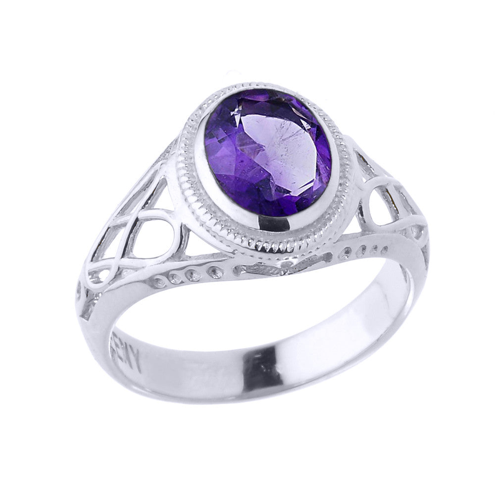 Sterling Silver Celtic Lady's CZ Birthstone Ring