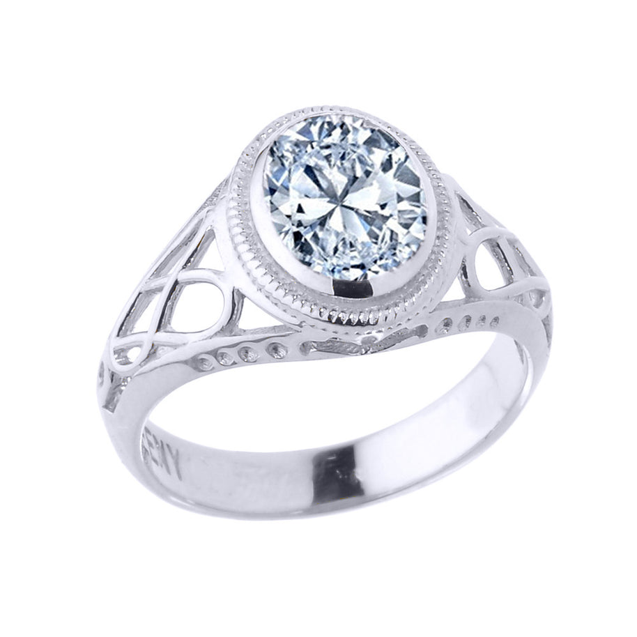 Sterling Silver Celtic Lady's CZ Birthstone Ring