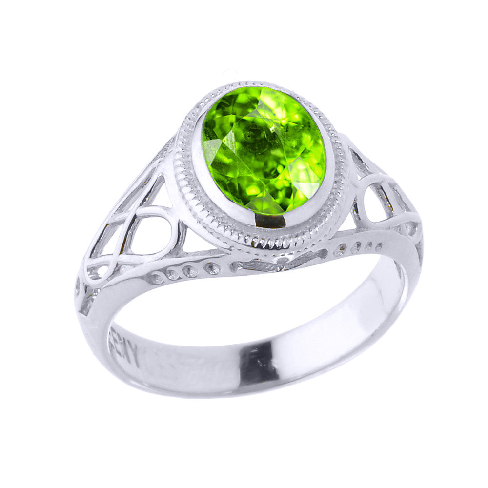 Sterling Silver Celtic Lady's CZ Birthstone Ring