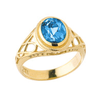 Yellow Gold Celtic Lady's CZ Birthstone Ring