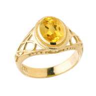 Yellow Gold Celtic Lady's CZ Birthstone Ring