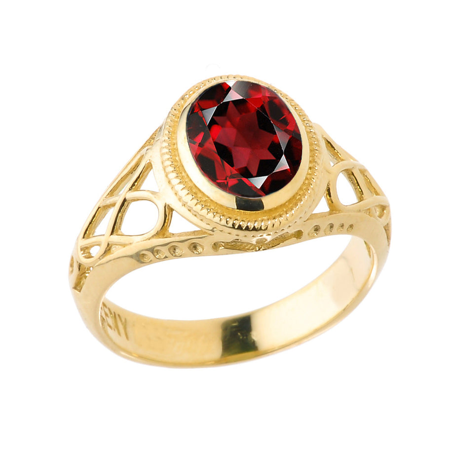 Yellow Gold Celtic Lady's CZ Birthstone Ring