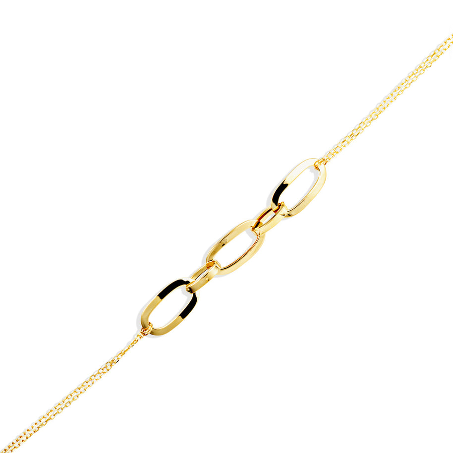 14K Yellow Gold Oval Chain Link Eternity Bracelet 7