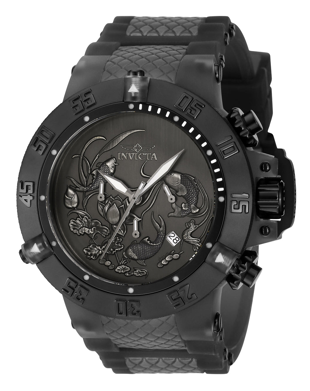 Invicta Men's 37040 Subaqua Quartz 3 Hand Black, Silver, Dark Grey Dial Watch
