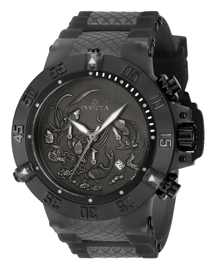 Invicta Men's 37040 Subaqua Quartz 3 Hand Black, Silver, Dark Grey Dial Watch
