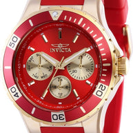 Invicta Women's 37320 Aviator Quartz Chronograph Red, Gold Dial Watch