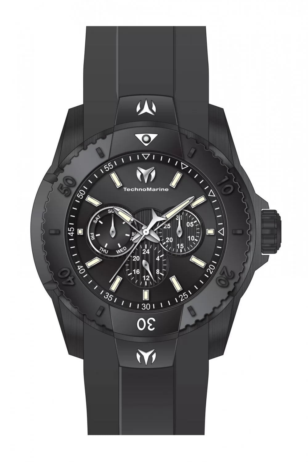 Technomarine Men's TM-625001 UF6 Quartz VH63 Black Dial Watch