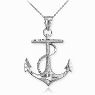 Textured Gold Mariner Anchor Pendant Necklace (Available in Yellow/Rose/White Gold)