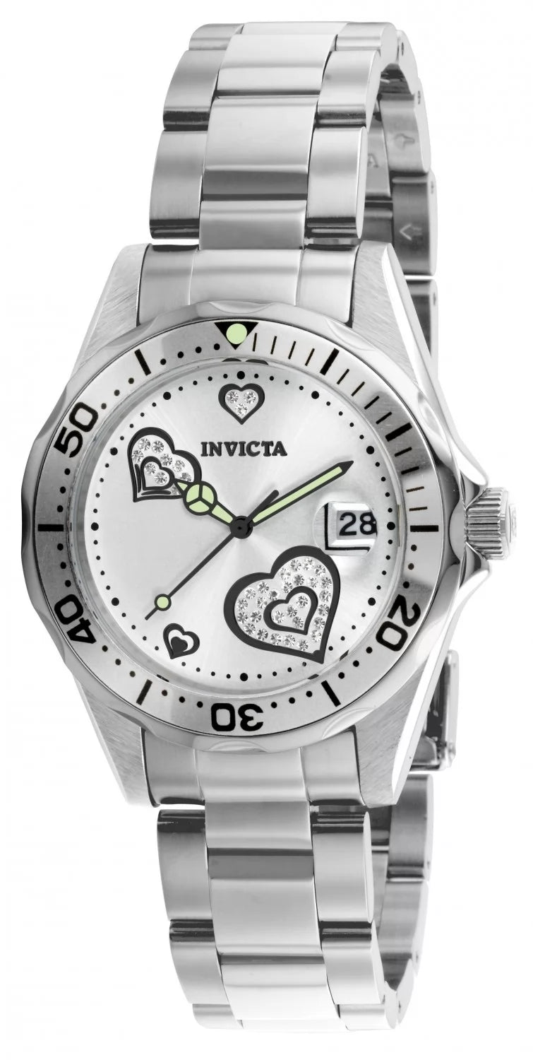 Invicta Women's 12286 Angel Quartz 3 Hand Metallic White Dial Watch