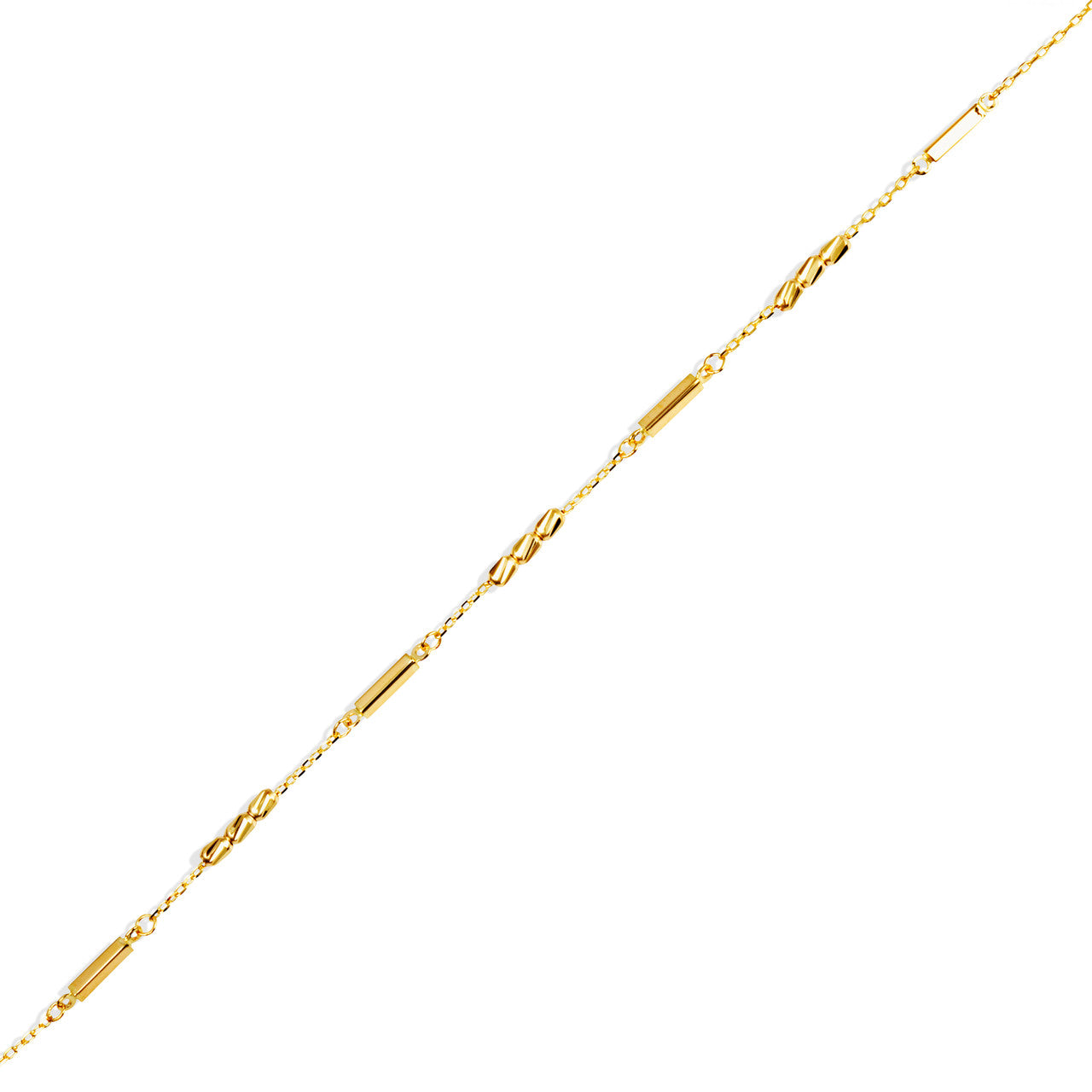 14K Yellow Gold Tube Link Bar Bracelet 7