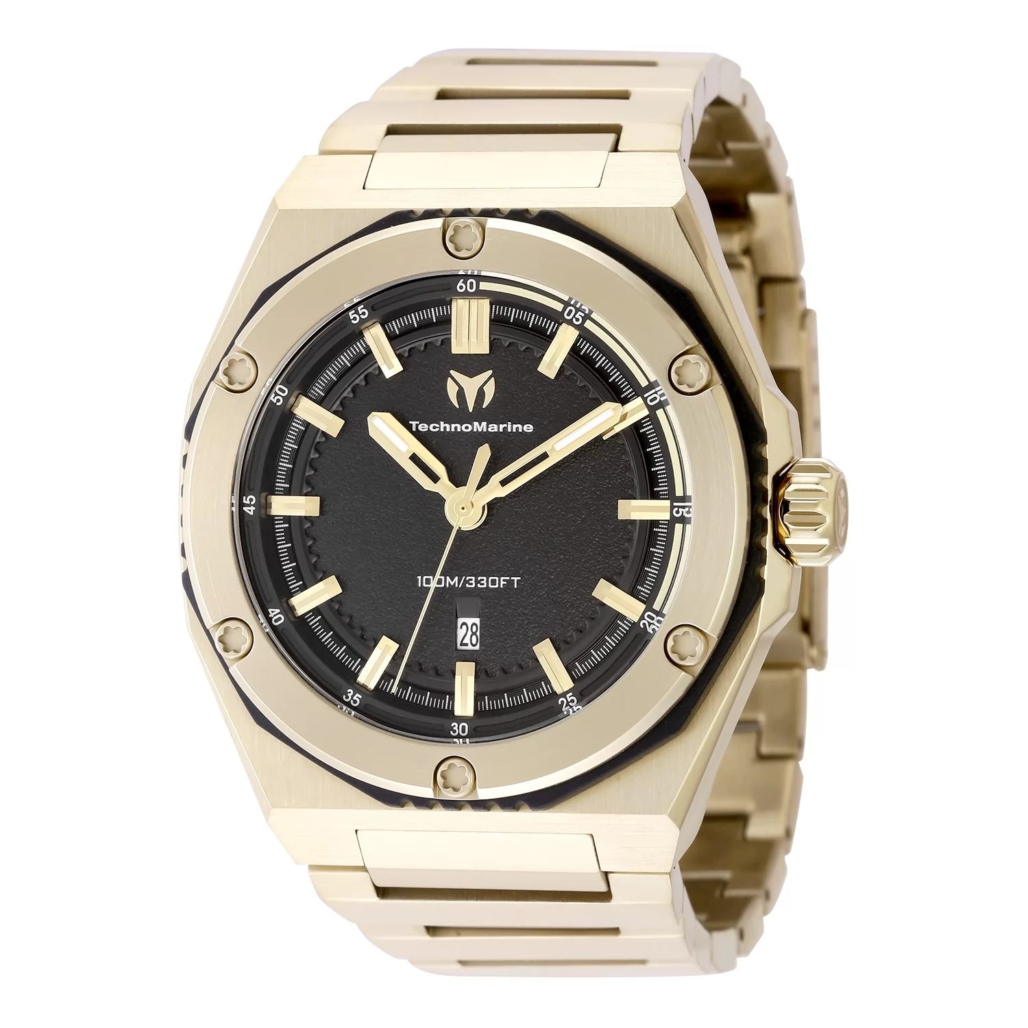 Technomarine Men's TM-416078 CORAL Quartz 3 Hand Black Dial Watch