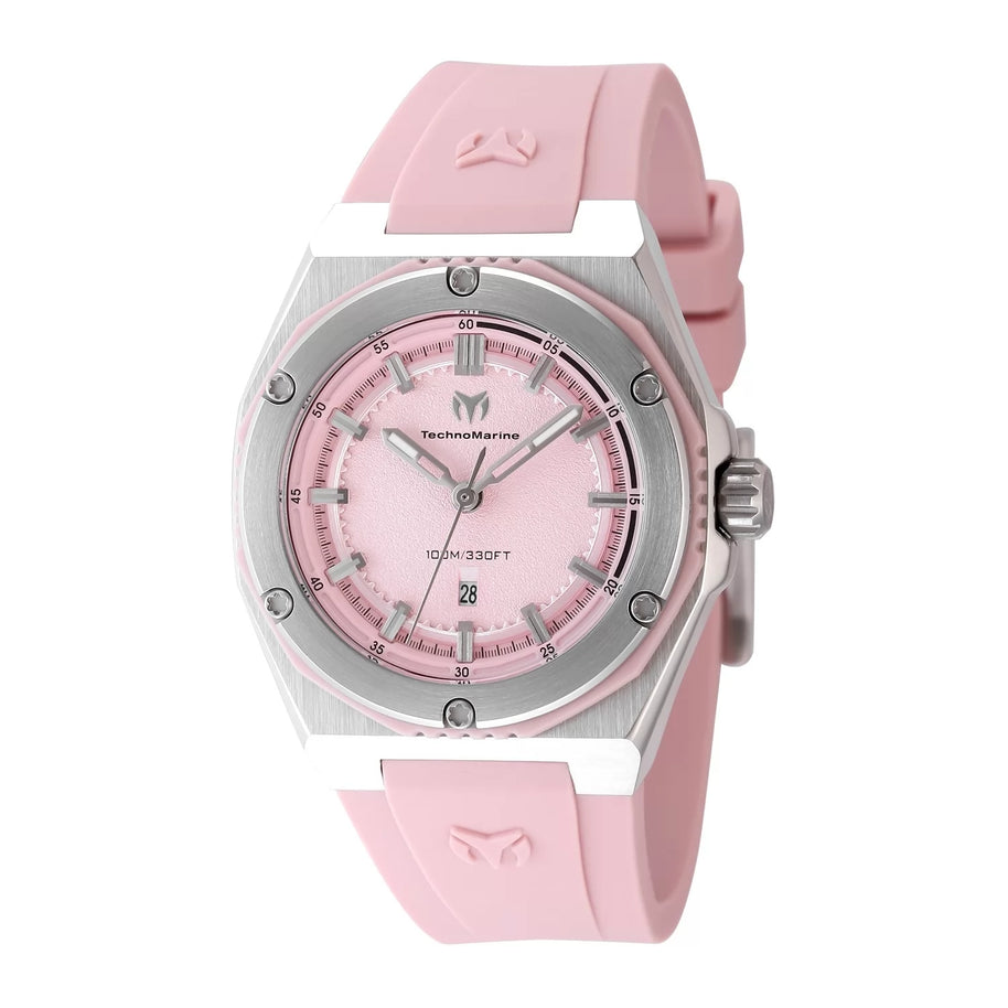 TechnoMarine Women's TM-416053 CORAL Quartz 3 Hand Pink Dial Watch