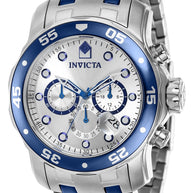 Invicta Men's 37691 Pro Diver Quartz Chronograph Silver Dial Watch