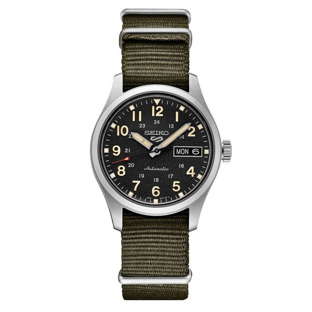 Seiko 5 SRPJ85 - Sports Automatic 36mm Watch with Black Dial