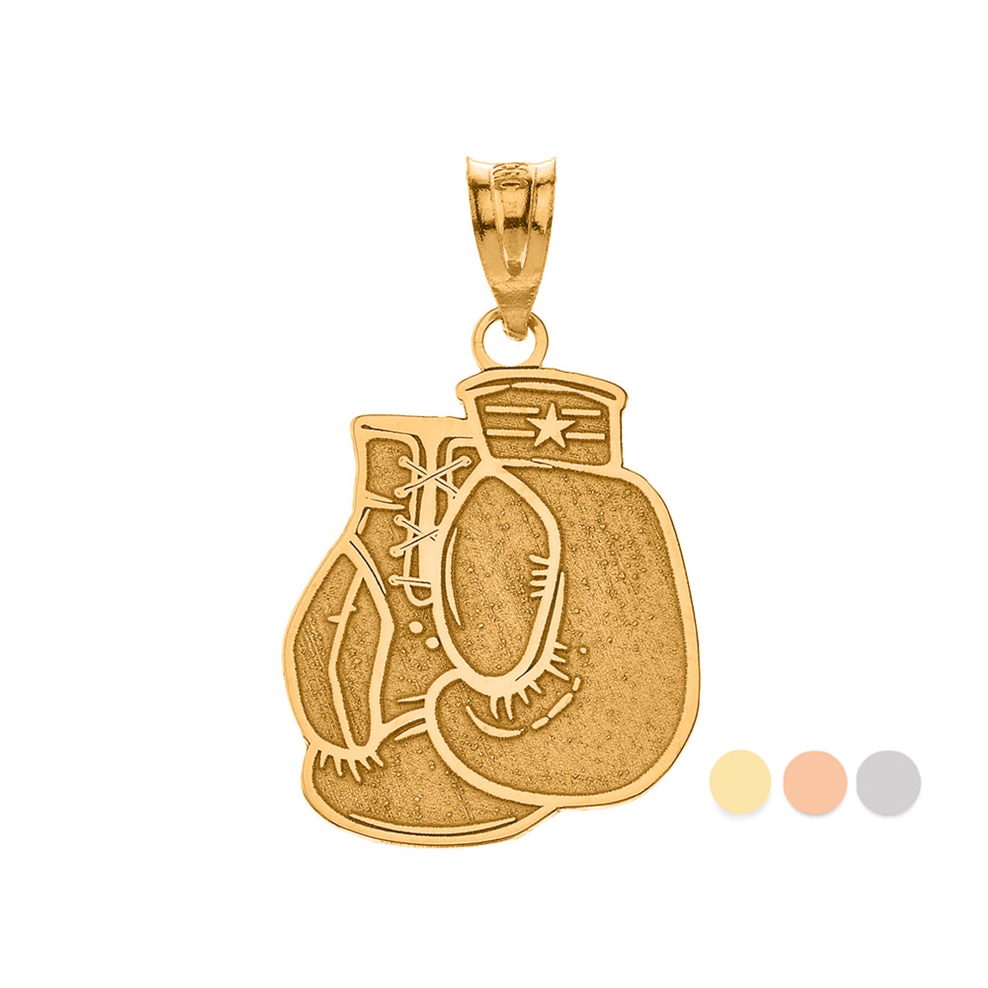 Personalized Engravable Gold Boxing Gloves Charm Necklace with Your Name(Yellow/Rose/White)