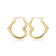 Yellow Gold Sideways Small Heart Hoop Earrings