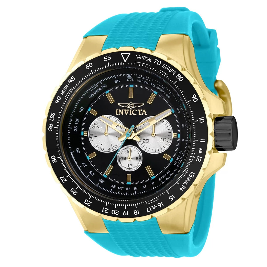 Invicta Men's 39316 Aviator Quartz Chronograph Black, Gold Dial Watch