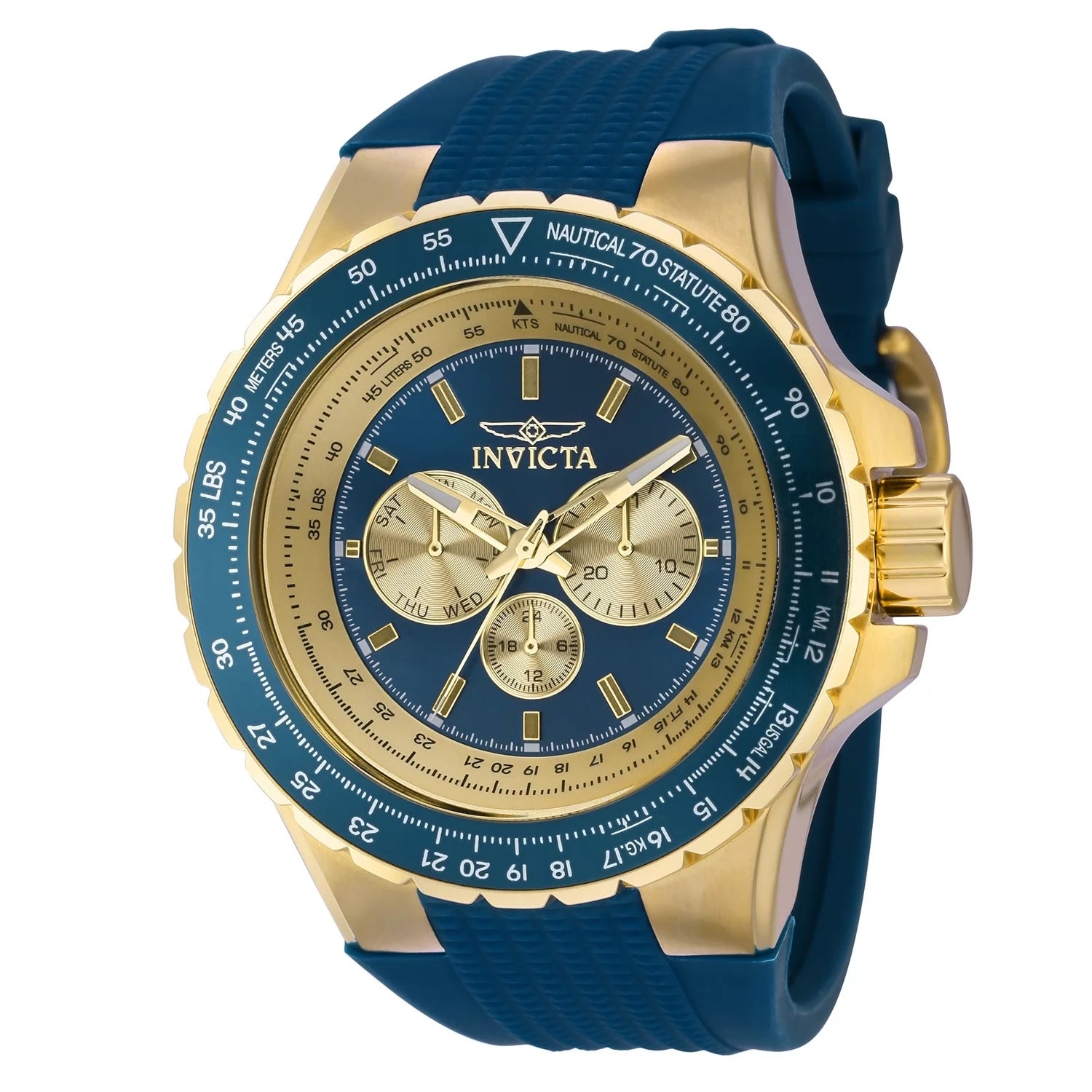 Invicta Men's 39266 Aviator Quartz Multifunction Blue, Gold Dial Watch