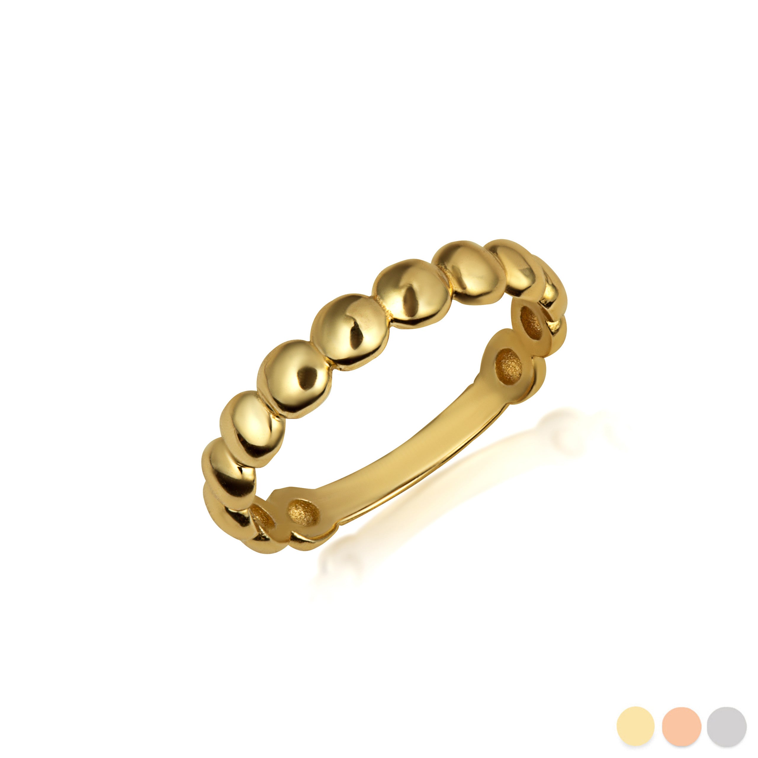 Gold Beaded Band Ring (Available in Yellow/Rose/White Gold)