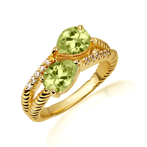 Gold Pear Cut Double Gemstone Wrap Around Twist Band Ring (Available in Yellow /Rose/White Gold)