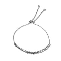.925 Sterling Silver Adjustable Diamond Cut Beaded Lariat Bracelet