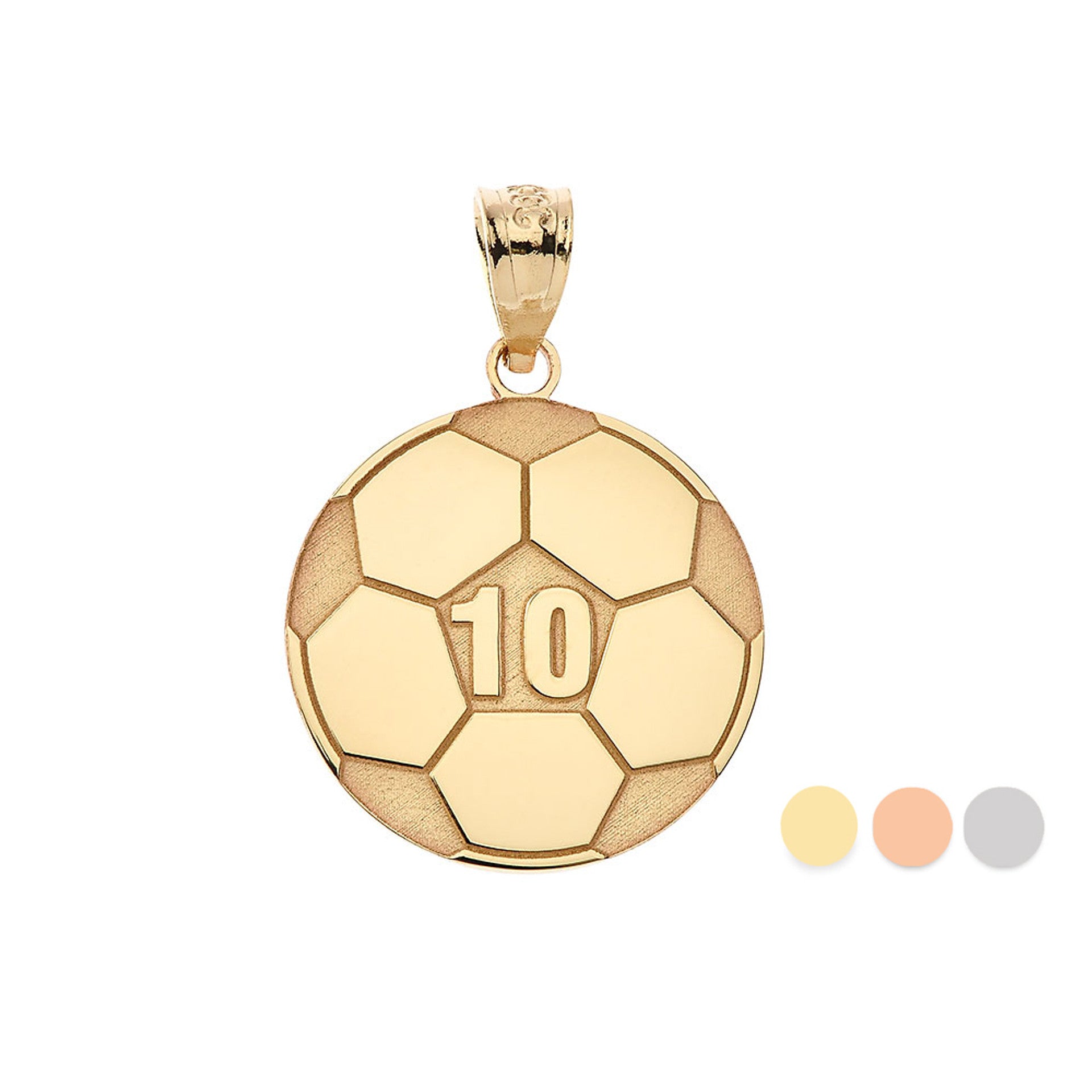 Gold Personalized Soccer Ball Engravable Name & Number Fútbol Sports Pendant Necklace