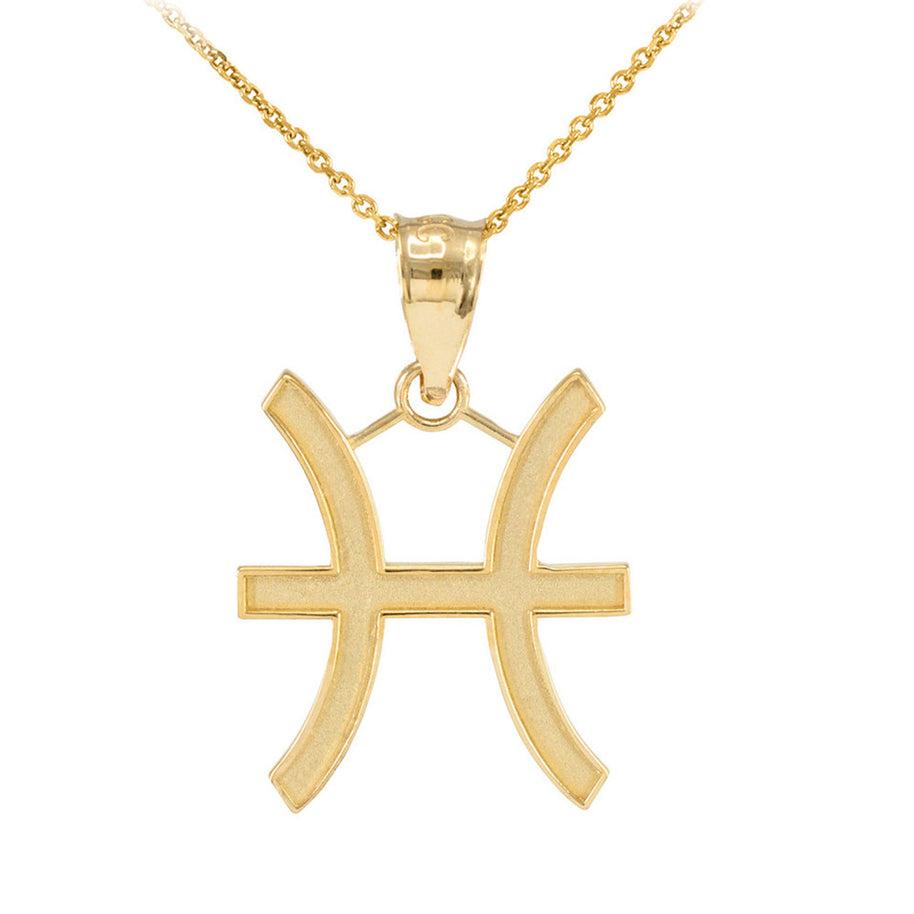 Gold Zodiac Sign Pendant Necklace (Available in Yellow/Rose/White Gold)