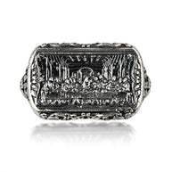 .925 Sterling Silver Biblical Last Supper Jesus Christ Apostles Men's Signet Ring