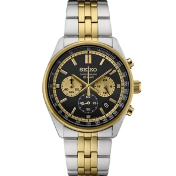 Seiko SSB430 Essentials Chronograph Quartz Black Dial Men's Watch