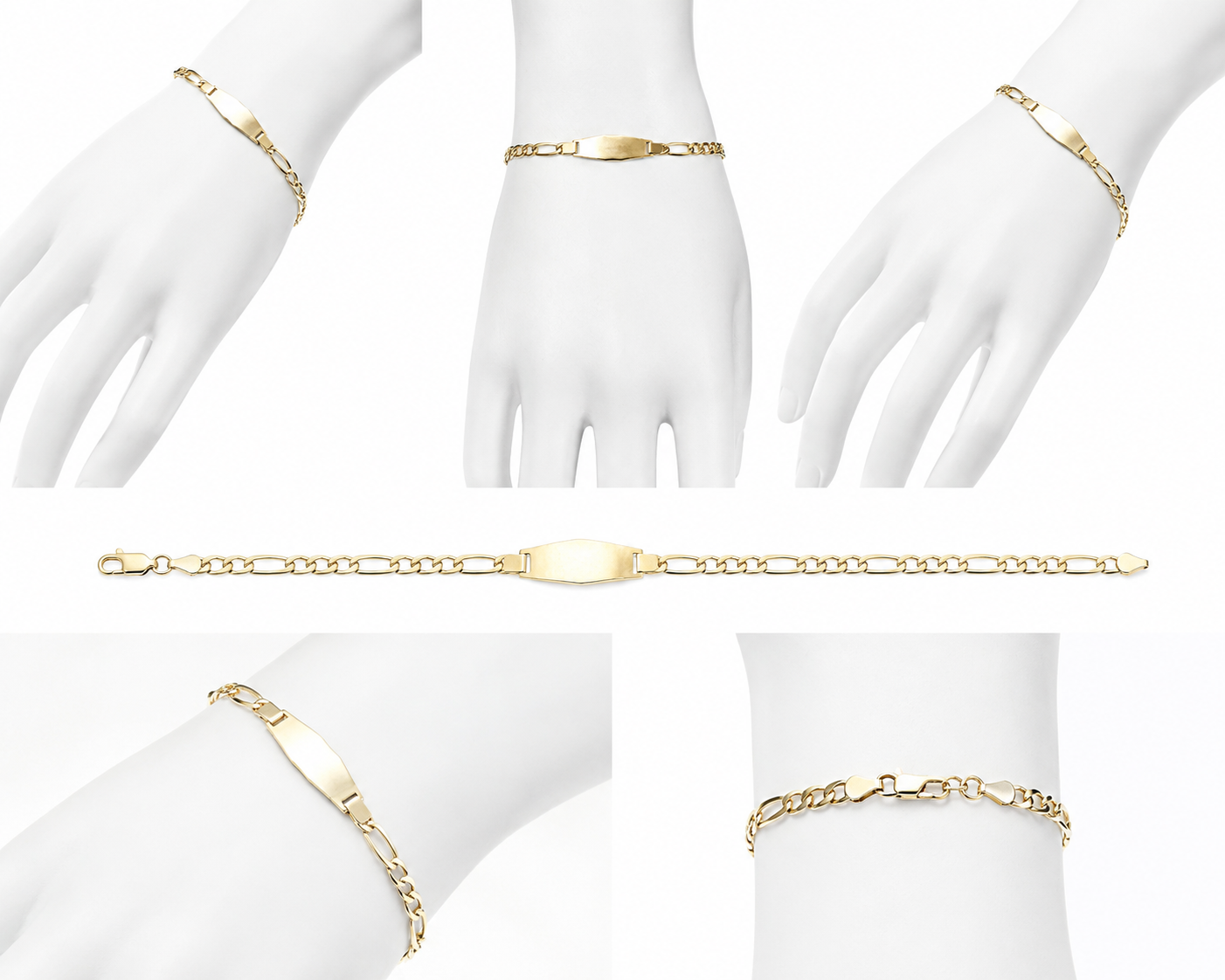 14K Yellow Gold Figaro ID Bracelet
