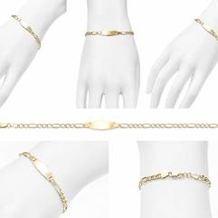 14K Yellow Gold Figaro ID Bracelet