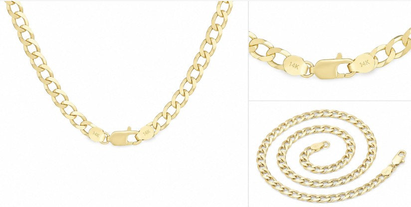 14K Yellow Gold Curb Cuban Chain