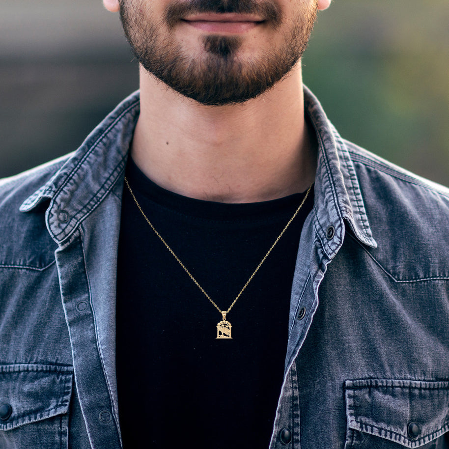 Solid Gold 12 Zodiac Signs Pendant Necklace (Available in Yellow/Rose/White Gold)