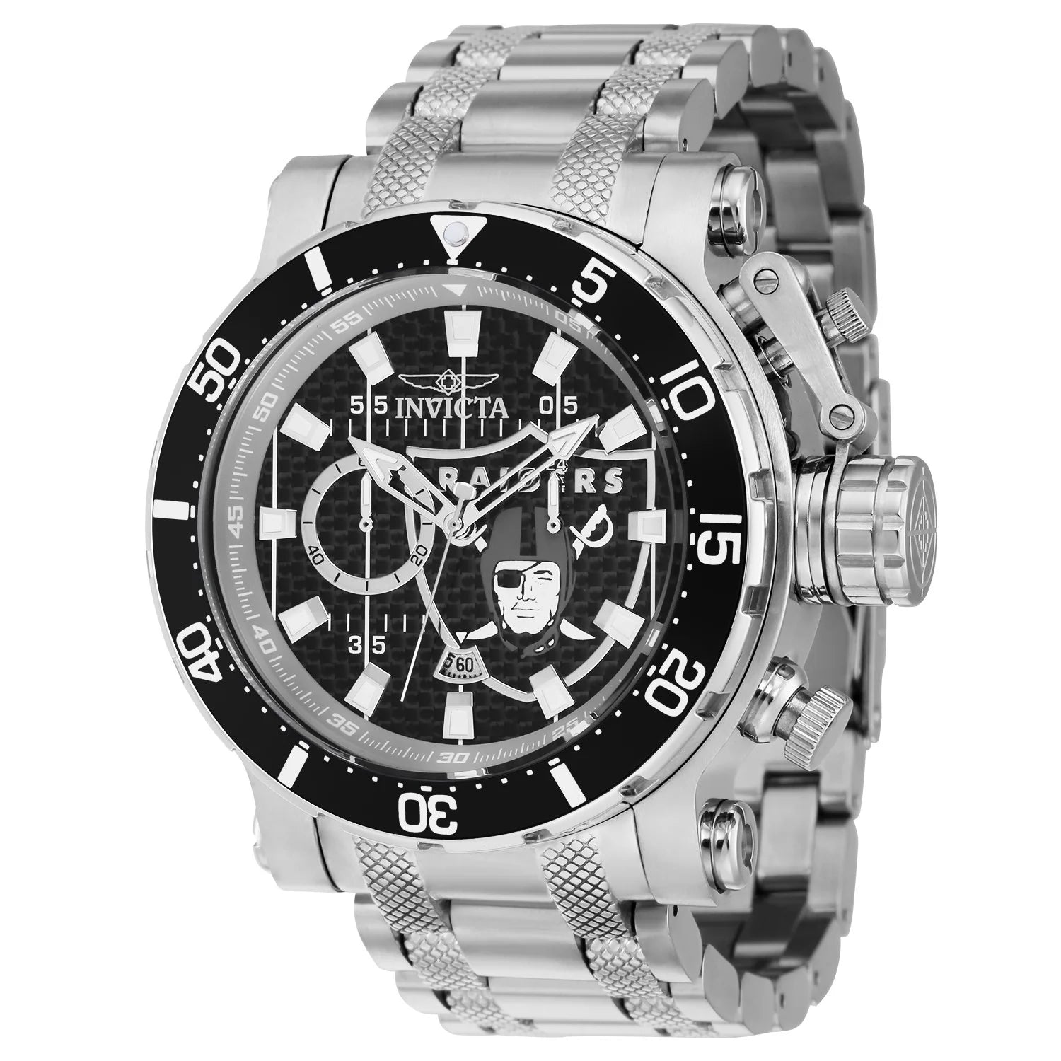 InvictaMen's 41610 NFL Quartz VD54 Silver, Black Dial Watch