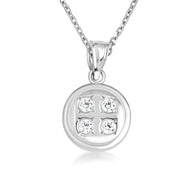 .925 Sterling Silver Cubic Zirconia Button Pendant Necklace