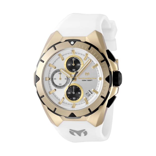 Technomarine Men's TM-318141 OCEAN Quartz VD57 Silver, White Dial Watch