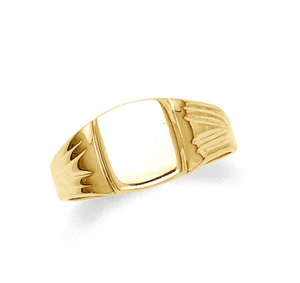 Gold Square Engravable Signet Men's Ring