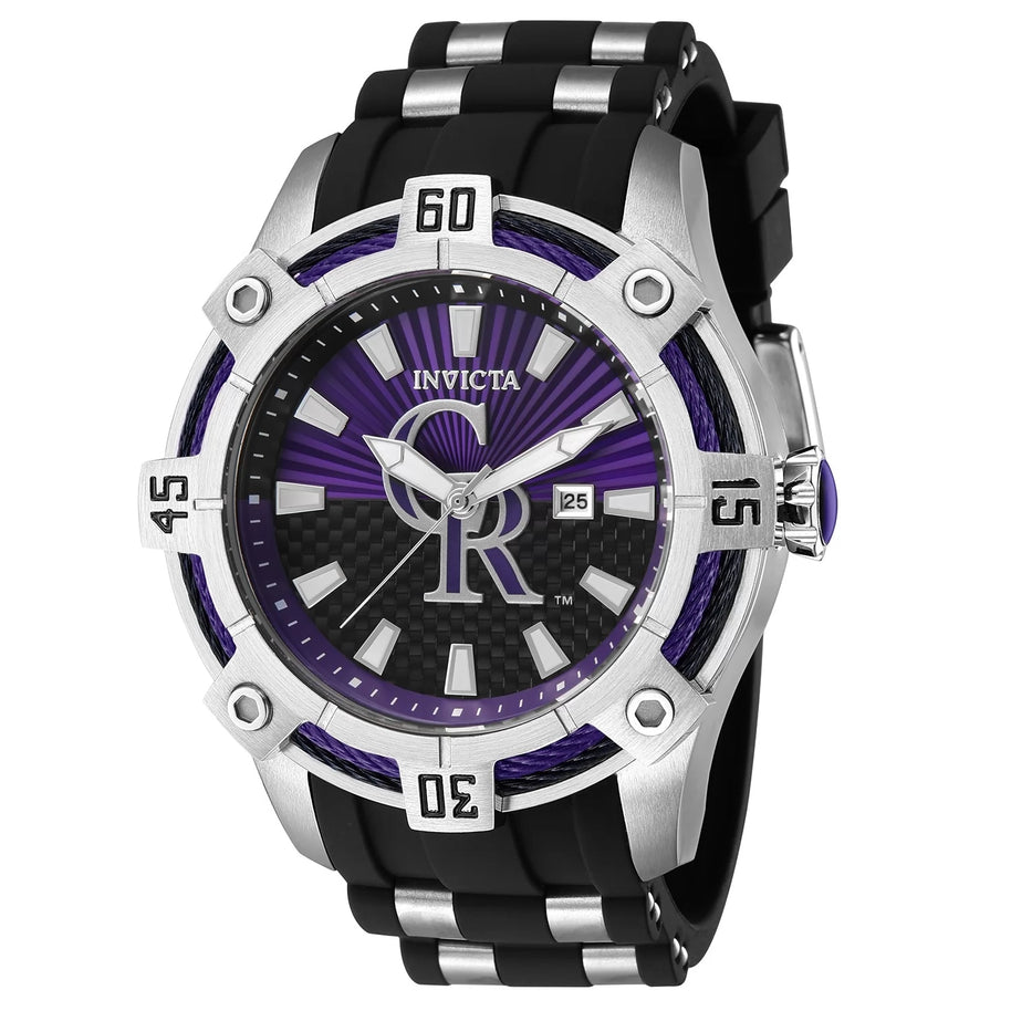 Invicta Men's 43267 MLB Colorado Rockies Quartz Multifunction Purple, Black Dial Watch