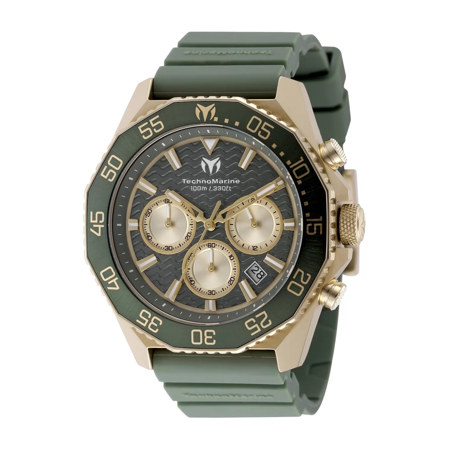 Technomarine Men's TM-225072 Mar Vivo Quartz VD53C Olive Green, Gold Dial Watch