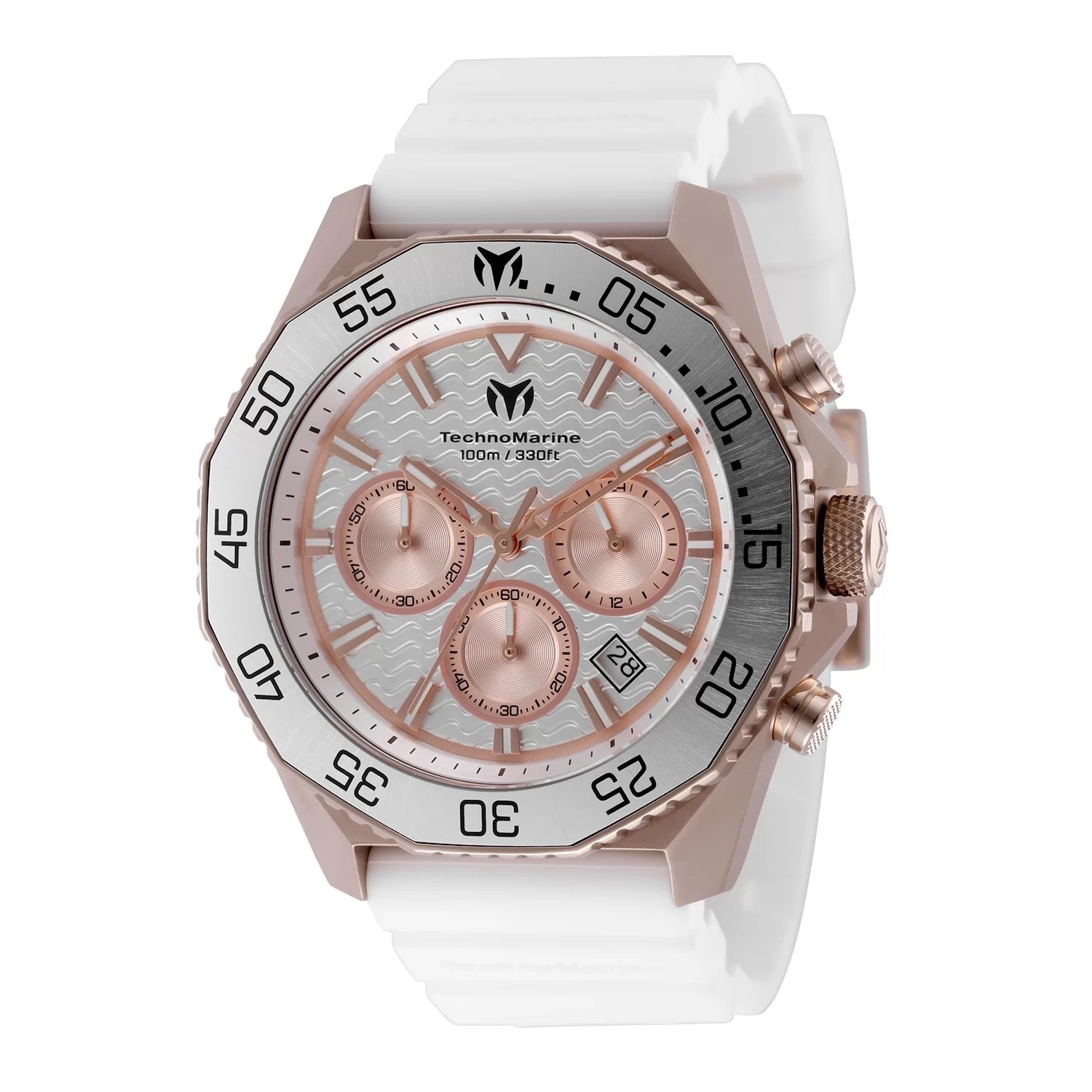 Technomarine Men's TM-225075 Mar Vivo Quartz VD53C Rose Gold, Champagne, Silver, White Dial Watch
