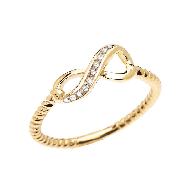 Gold Diamond Infinity Rope Band Ring (Available in Yellow/Rose/White Gold)