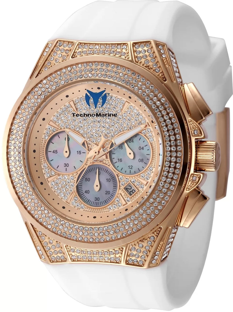TechnoMarine Women's TM-125033 Cruise Quartz Chronograph Rose Gold, White Dial Watch
